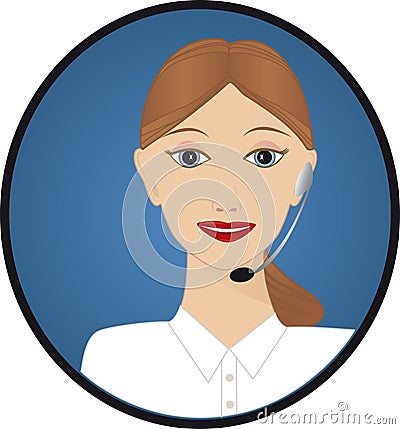 Customer Service Telephonist Vector Illustration