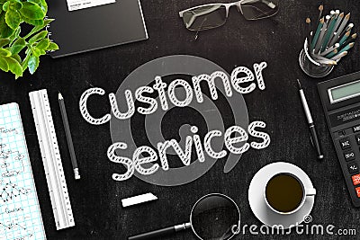 Customer Services on Black Chalkboard. 3D Rendering. Stock Photo