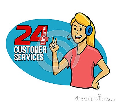 Customer Services Girl Vector Illustration
