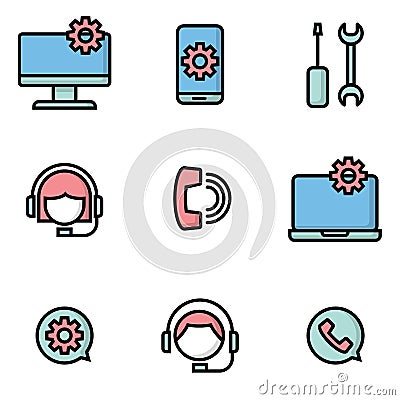 Customer services and maintenance icons Vector Illustration