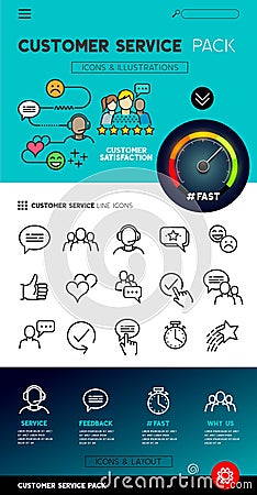 Customer Sevice Design and Icons Vector Illustration