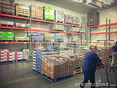 Customer shopping at Costco Wholesale fresh produce department Editorial Stock Photo