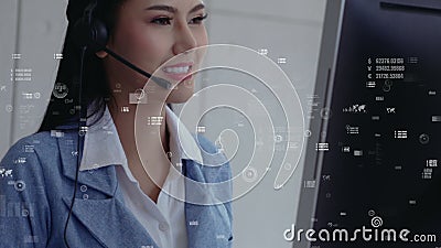 Customer support call center provide data in conceptual vision Stock Photo
