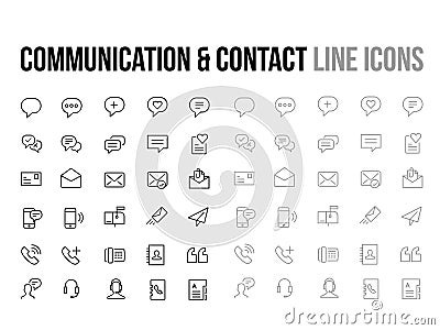 Customer support, contact, messaging, communication vector thin line icon Vector Illustration