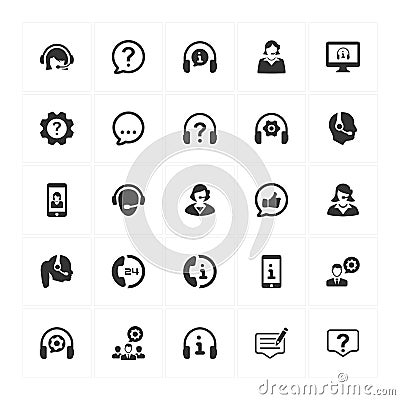 Customer Support Icons - Gray Version Vector Illustration