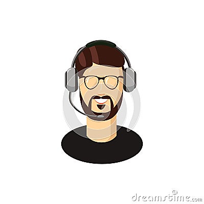 Customer support operator with a headset icon Vector Illustration