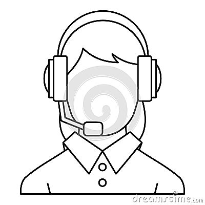 Customer support operator icon, outline style Vector Illustration