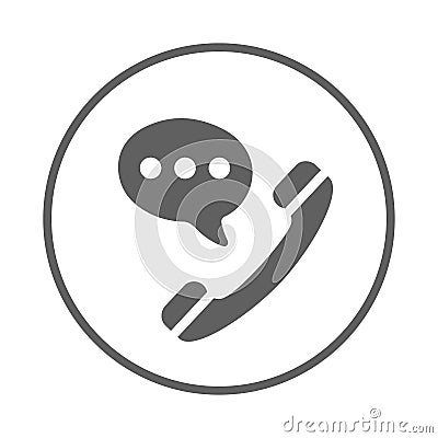 Customer support phone icon. Gray vector sketch. Stock Photo