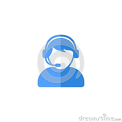 Customer support or customer service agent with headset flat vector icon design Vector Illustration