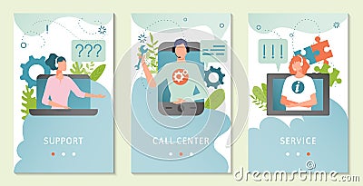 Customer support service, call center client assistance concept, online help people vector illustration Vector Illustration