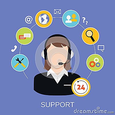 Customer Support Service Vector Illustration