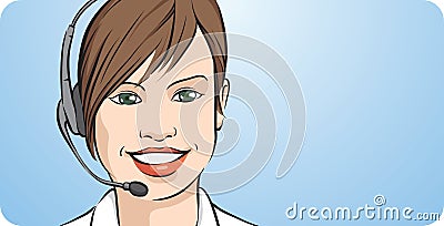 Customer support young woman smiling with headset Vector Illustration