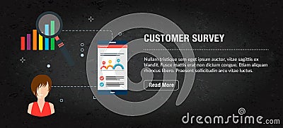 Customer survey concept banner for internet Vector Illustration