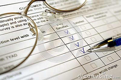 Customer survey form Stock Photo