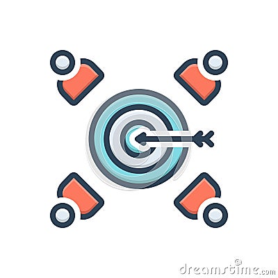 Color illustration icon for customer target, regular shopper and clientele Cartoon Illustration