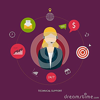 Customer technical support service Vector Illustration