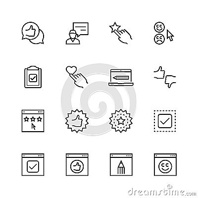 Customer testimonials icons in thin line style Vector Illustration