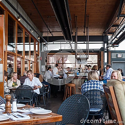 Customers in a bar on Granville Public Market, Vancouver Editorial Stock Photo