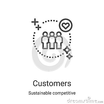 customers icon vector from sustainable competitive advantage collection. Thin line customers outline icon vector illustration. Vector Illustration