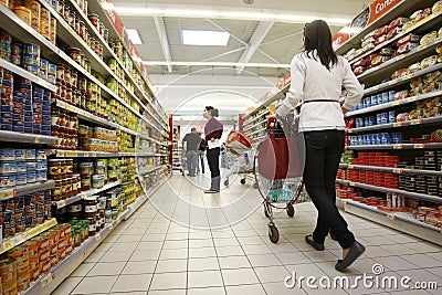 Customers shopping at supermarket Editorial Stock Photo