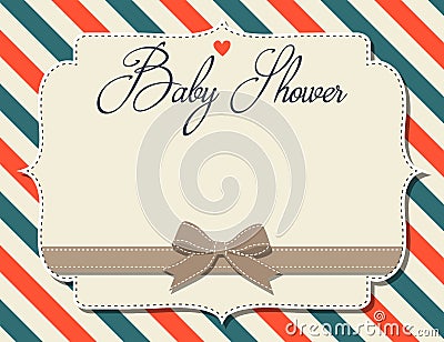 Customizable baby shower invitation in retro style Vector Illustration