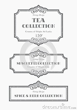 Customizable black and white Pantry label collection. Stock Photo