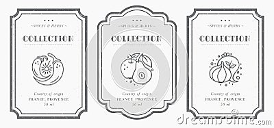 Customizable black and white Pantry label collection Vector Illustration