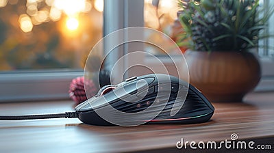 customizable mouse controls, ergonomic mouse with adjustable buttons and scroll wheel enables personalized control for Stock Photo