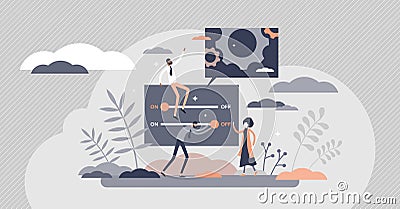Customization as website or service adaption for customer tiny person concept Vector Illustration