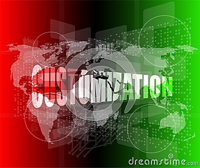 Customization word on digital binary touch screen Stock Photo