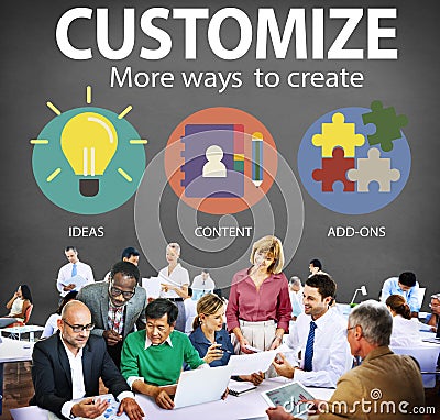 Customize Ideas Identity Individuality Innovation Personalize Co Stock Photo