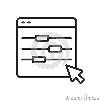 Customize slider, icon in line design. Customize, slider, settings, control, adjustment, interface, design on white Vector Illustration
