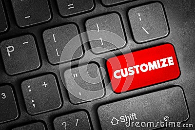 Customize text button on keyboard, concept background Stock Photo