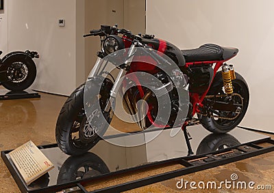 Customized Honda CB750 inline-four Racer by Rob Chappell in the Hass Moto Museum in Dallas. Editorial Stock Photo