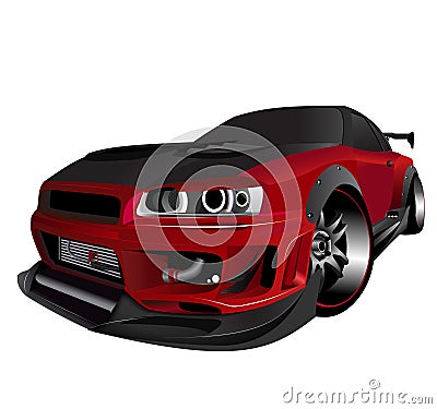 Customized nissan skyline GTR turbo drifting Cartoon Illustration