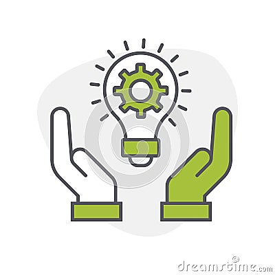Customized solutions icon. Hands on innovation graphic. Collaborative problem solving symbol. Tailored solutions teamwork. Stock Photo
