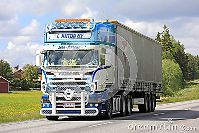 Customized Super Scania Semi Trailer at Summer Editorial Stock Photo