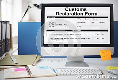 Customs Declaration Form Invoice Freight Parcel Concept Stock Photo