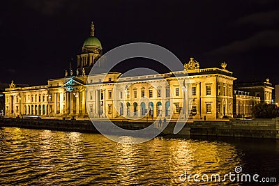 Customs house at night. Dublin. Ireland Stock Photo