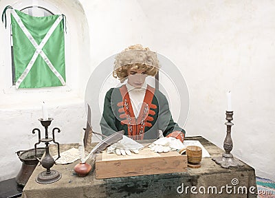 Customs officer at the customs on the Don River.18 century(dummy) Editorial Stock Photo