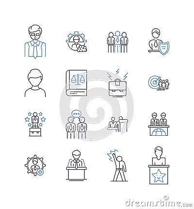 Customs line icons collection. Tariffs, Declarations, Inspections, Seizures, Duties, Border, Prohibited vector and Vector Illustration