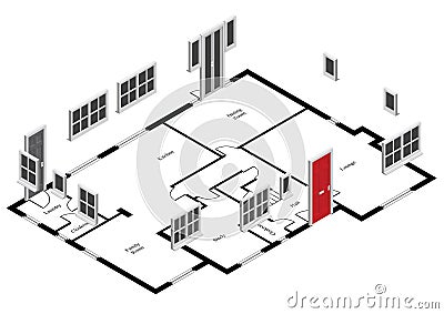 Cut away generic house Vector Illustration