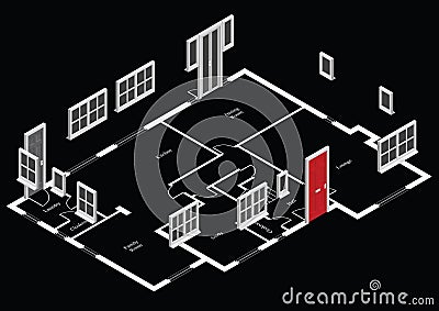 Cut away generic house plan Vector Illustration