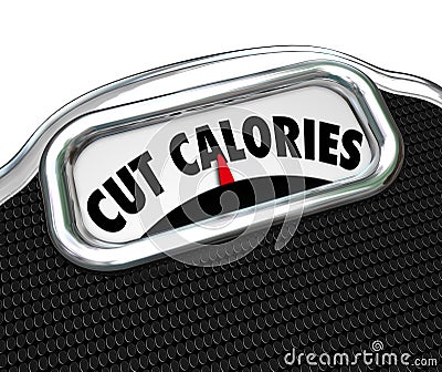 Cut Calories Scale Words Dieting Lose Weight Eating Less Stock Photo