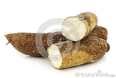 Cut cassava root Stock Photo