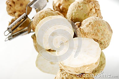 Cut celeriac Stock Photo