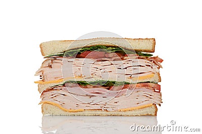 Cut chicken club sandwich Stock Photo