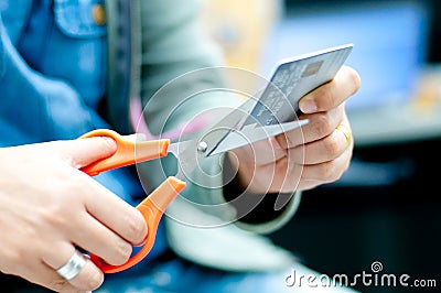 Cut credit card Stock Photo