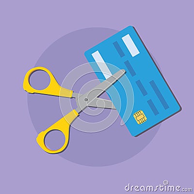 Cut credit card use scissors for better finance condition Vector Illustration