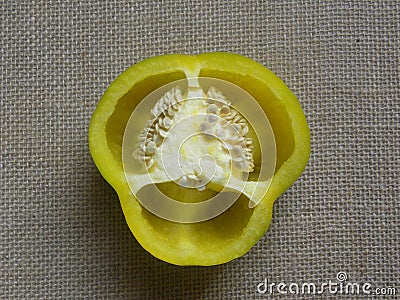 Cut detail of yellow Bell pepper Stock Photo